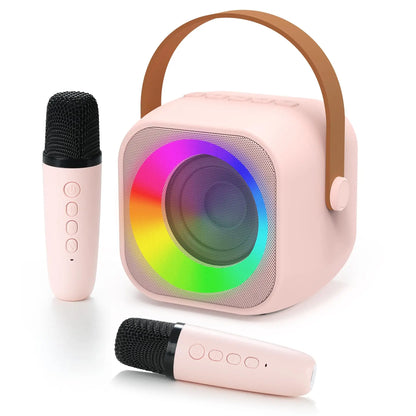 Haomuren Portable Karaoke Machine – Mini Bluetooth Speaker with 1-2 Wireless Microphones, Singing Toy for Kids & Family Party Gift