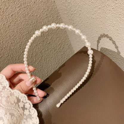 Fashion White Faux Pearl Hair Hoop – Elegant Full Pearl Bridal Headband, Wedding Hair Accessories for Women & Girls