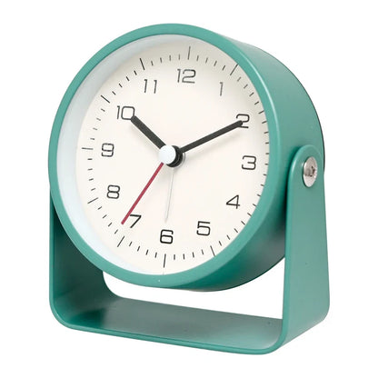 Creative Metal Minimalist Silent Alarm Clock – Small Quartz Desktop Clock for Student Desk, Room & Office Decor