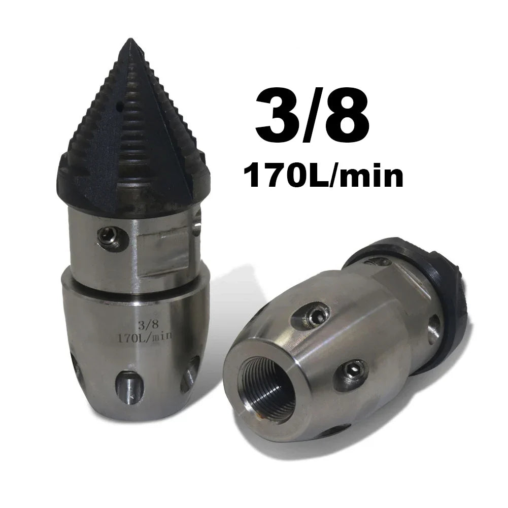 High Pressure Rotating Nozzle 1/2 M22 & 3/8 – Sewer & Sludge Cleaning Water Gun Nozzle for Pressure Washing