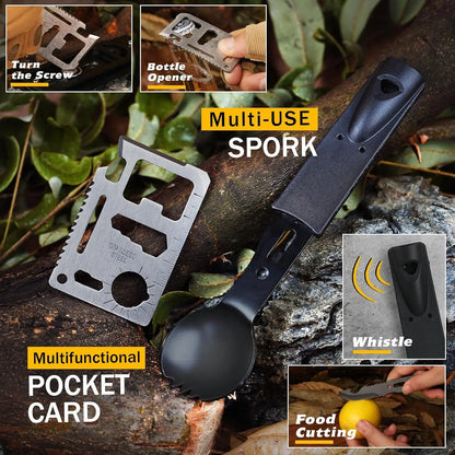 Outdoor Adventure Survival Kit - SOS Emergency First Aid EDC Box Camping Gear and Self-Defense Preparedness Equipment
