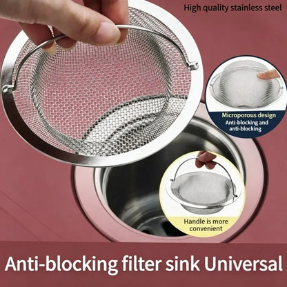 Stainless Steel Sink Strainer - Kitchen & Bathroom Drain Hair and Food Waste Filter