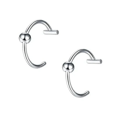 2PCS Trendy 10mm Stainless Steel Punk Clip-On Fake Piercing – Unisex Nose & Lip Rings, Tusk Body Jewelry for Men & Women