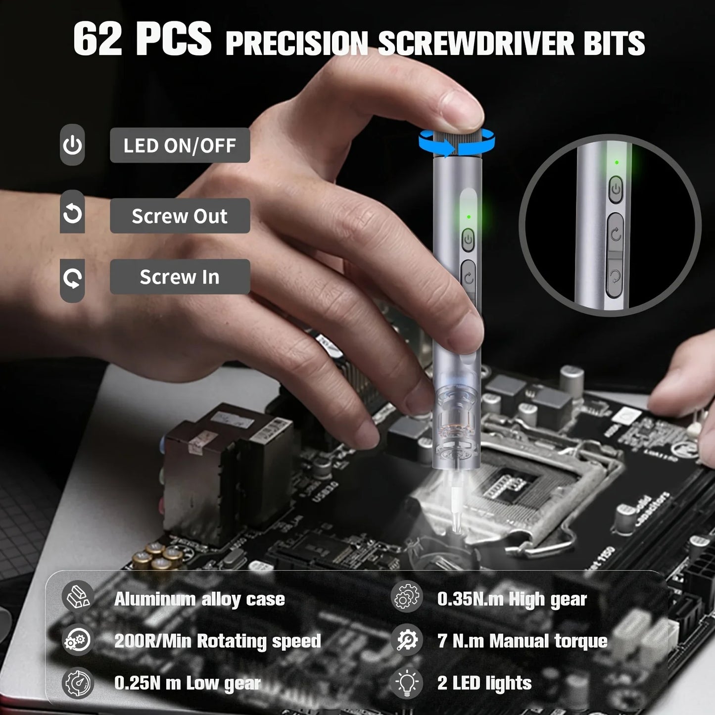 138-in-1 Mini Electric Screwdriver Set – Precision Magnetic Bits & Durable Alloy Tool Kit for PC, iPhone & DIY Repairs