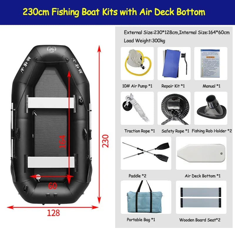 Professional Inflatable Boat Raft Dinghy for Adults – Tear-Resistant Foldable Kayak Canoe Fishing & Drifting Boat