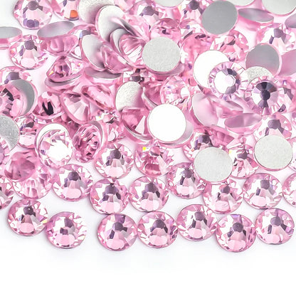 Light Pink & Rose 3D Glass Nail Art Rhinestones – SS3-SS30 Crystal Non-Hotfix Nail Decorations for Manicure Design & DIY Nails