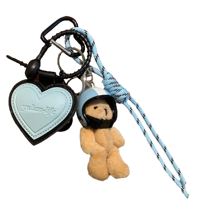 2024 Cute Electric Car Bear Plush Key Pendant – Trendy Dachshund Bag Charm for Girls’ School Bags