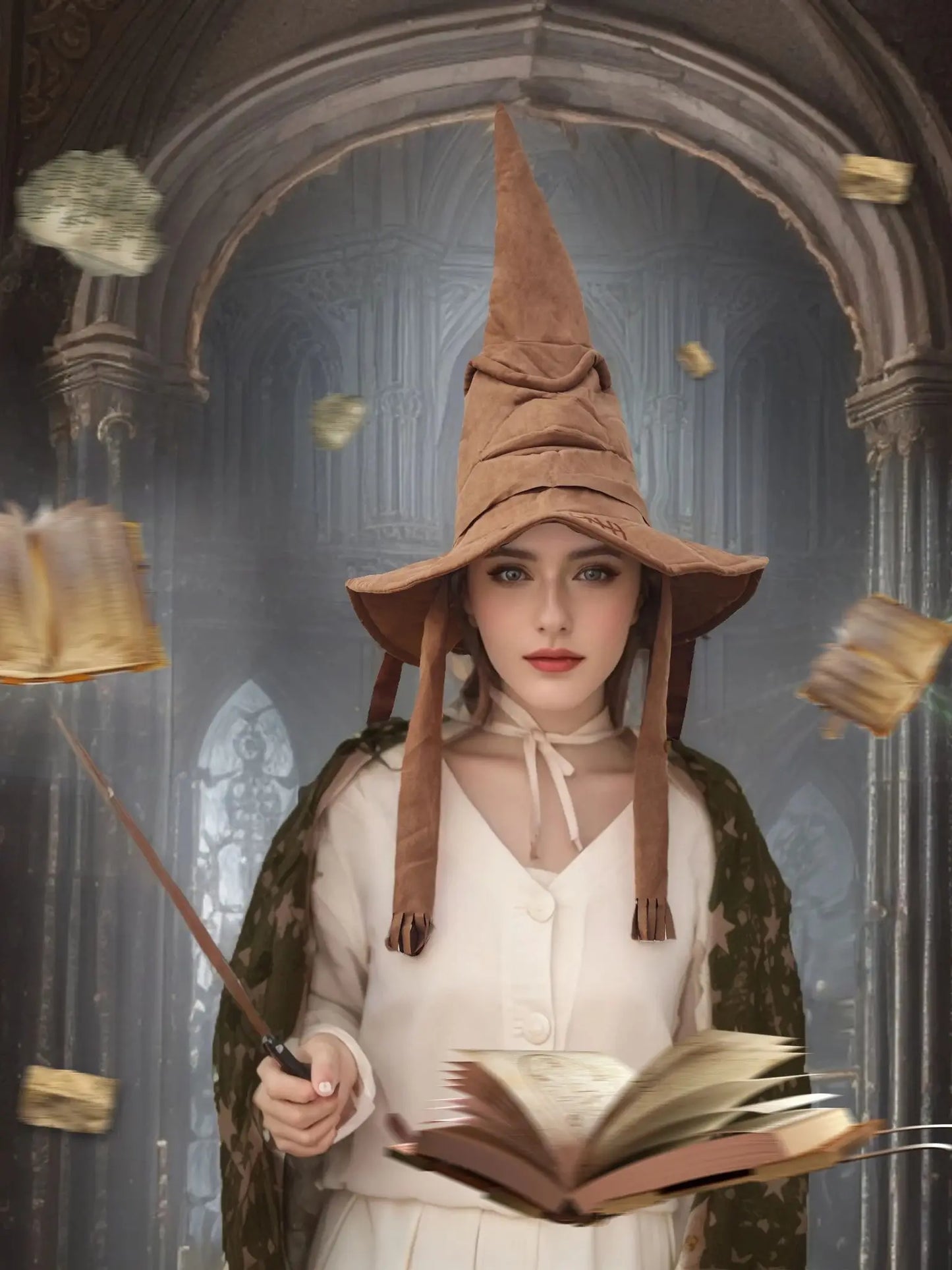 Fashion Witch & Wizard Sorting Hat – Leather Halloween Party Cosplay Accessory for Men