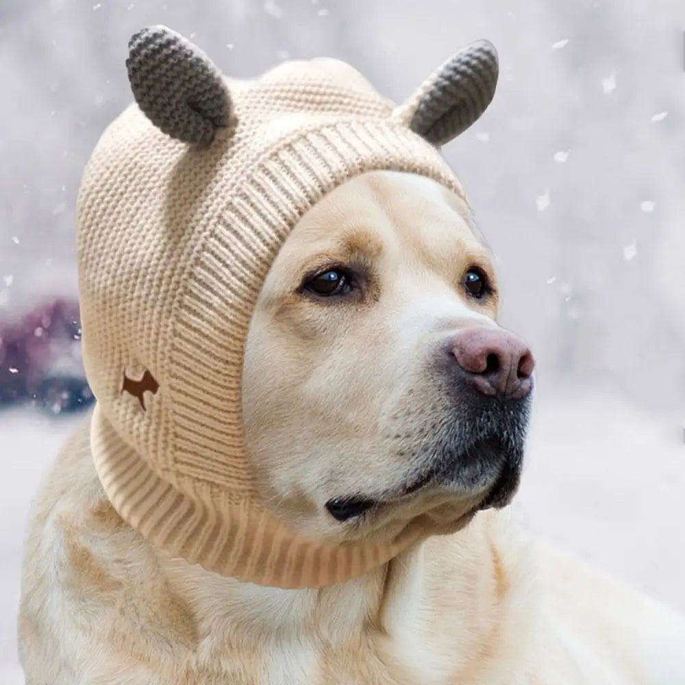 Quiet Dog Ear Muffs - Noise Protection and Anxiety Relief, Winter Warm Knitted Earmuffs for Medium and Large Dogs