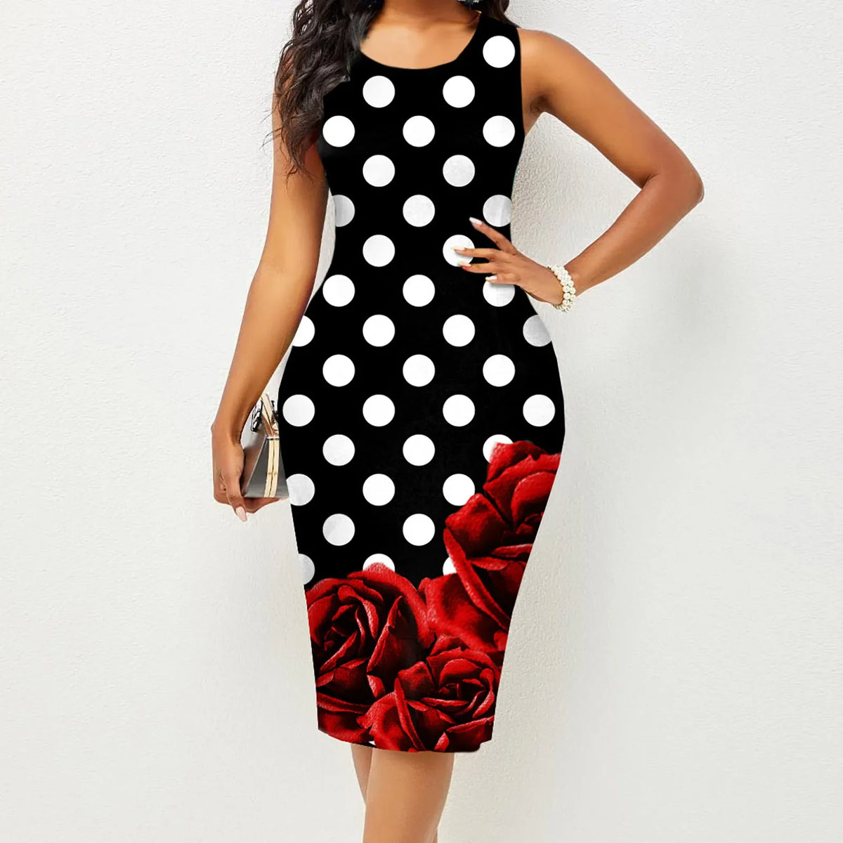 Women’s Spring & Summer Sleeveless Printed Wrap Hip Dress – New Fashion Elegant Casual Summer Outfit for Women