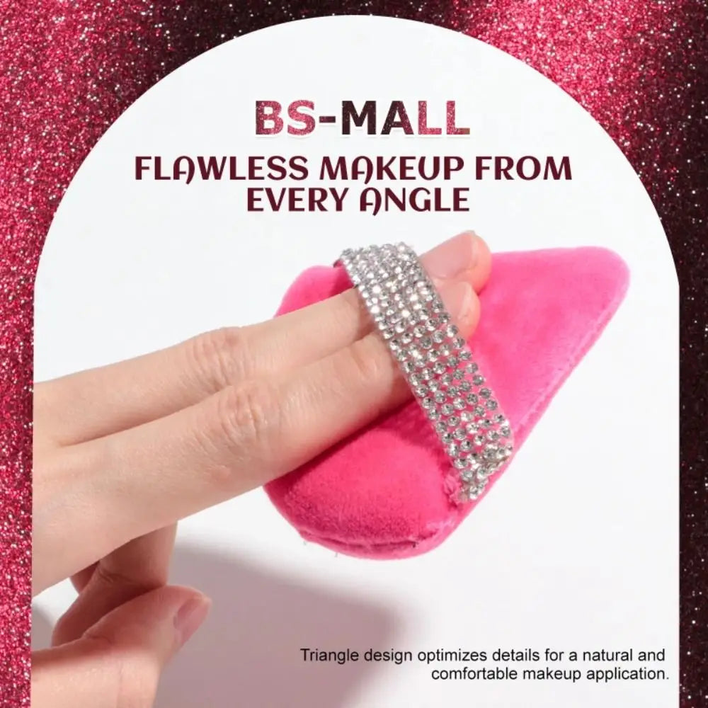 Diamond Triangle Velvet Powder Puff – Soft Makeup Sponge for Smooth Facial Foundation Application