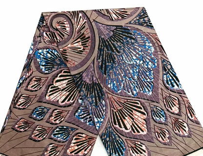 African Golden Glitter Wax Fabric - Soft Cotton Ankara Gold Print Batik 6 Yards