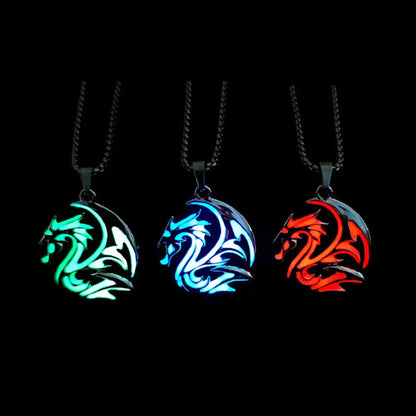 Hip-Hop Rock Dragon Necklace – Stainless Steel Chain with Luminous Alloy Pendant, Glow-in-the-Dark Night Dance Jewelry