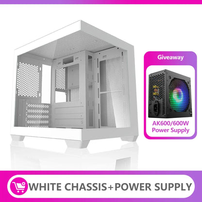 Aigo 275P Gaming PC Case — Sea View M-ATX/ITX Desktop with Double-Sided Tempered Glass
