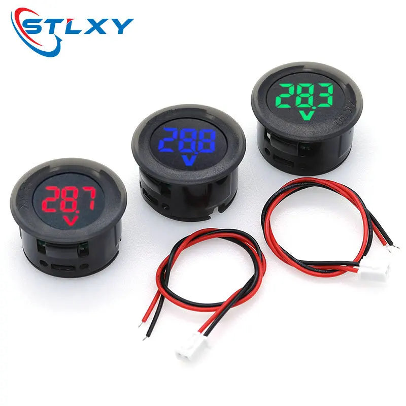 DC 4-100V LED Digital Voltmeter - Circular Two-Wire Display with Reverse Connection Protection