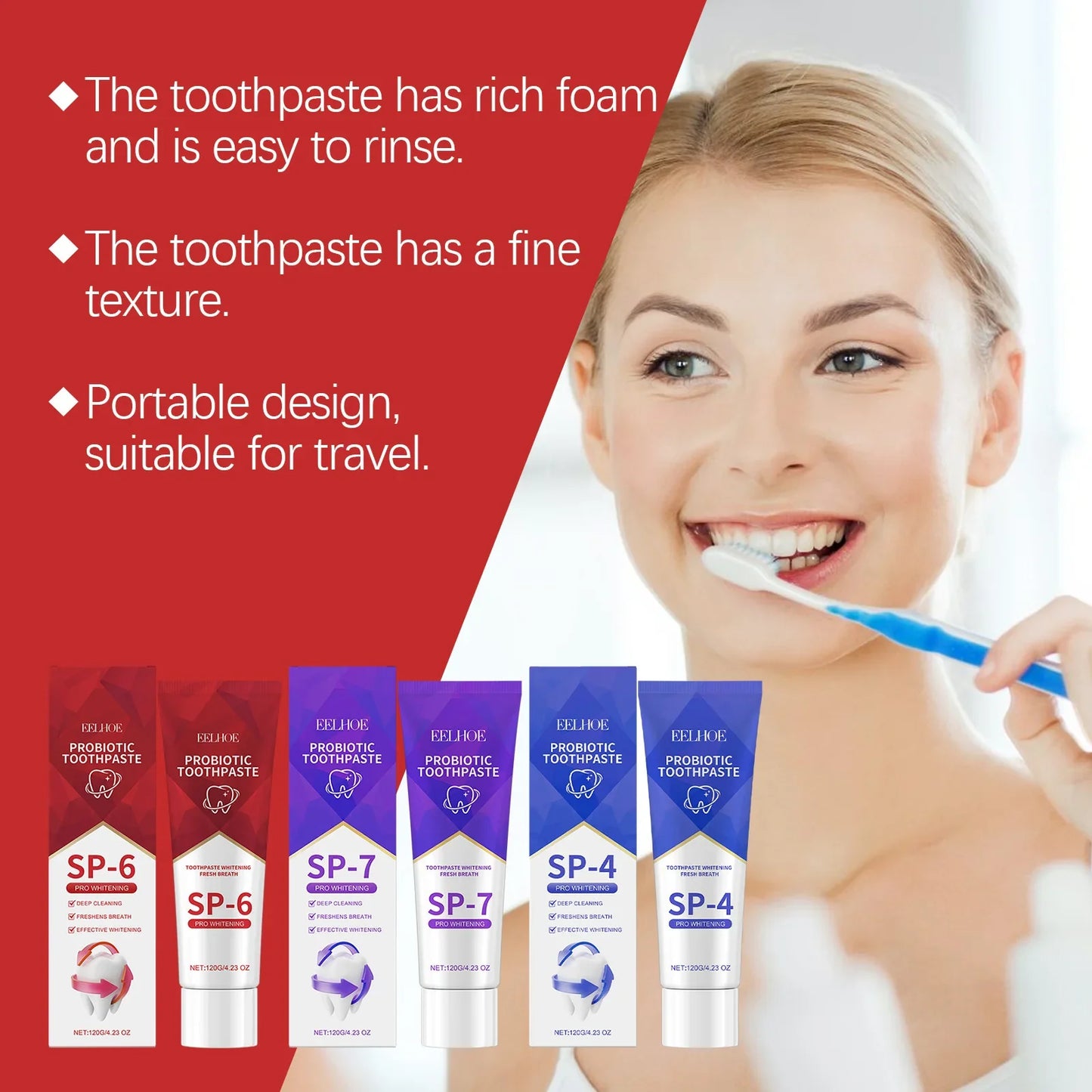 SP-6 Whitening Toothpaste with Probiotics – Plaque & Tartar Removal, Fresh Breath & Oral Hygiene
