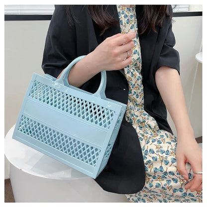 2025 Large Waterproof PVC Beach Tote Bag – Rubber Jelly Tote for Women, Travel, Picnic & Shopping Storage Handbag
