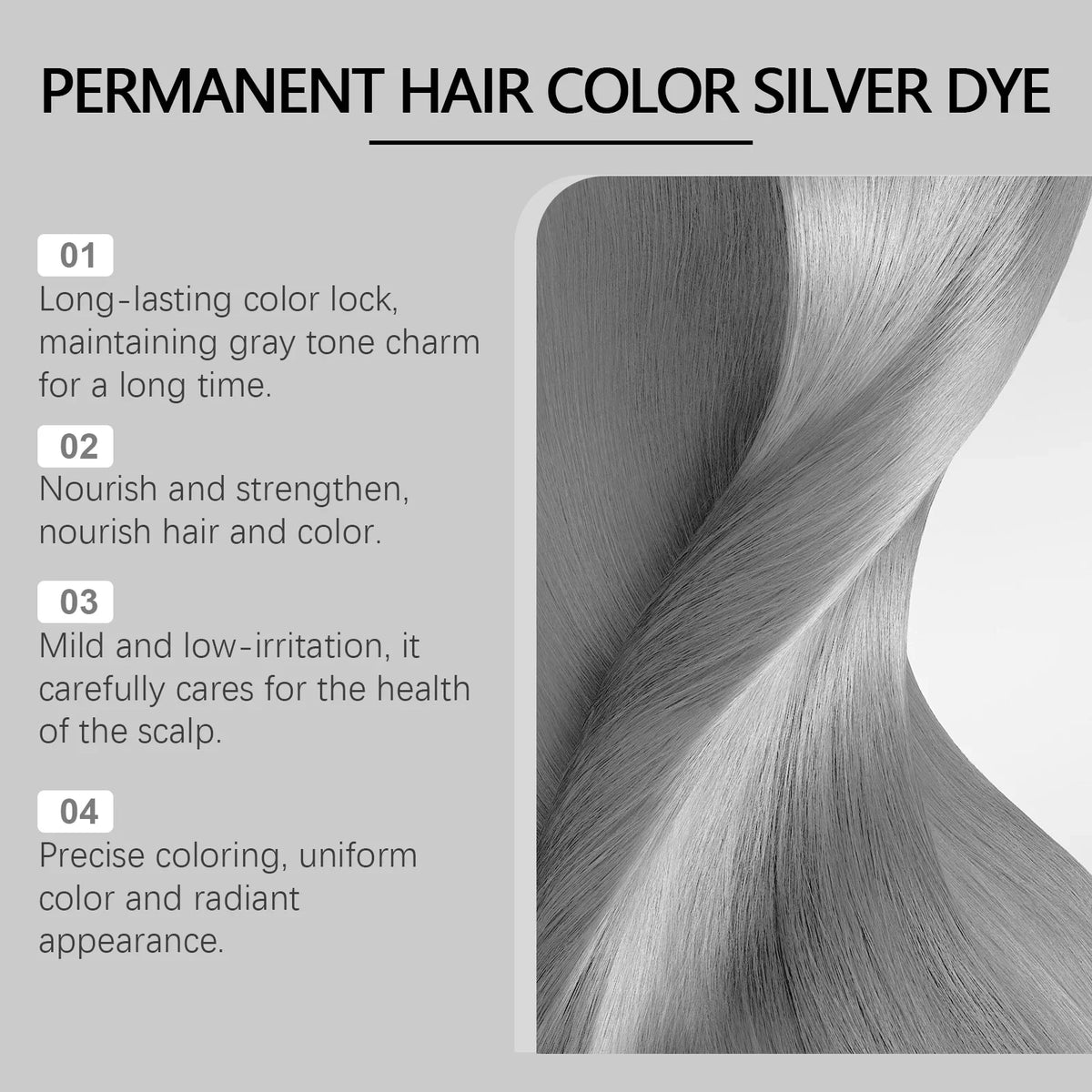 Gray Hair Dye Cream - Smoky Silver Gray Permanent Hair Color Wax for Women & Men