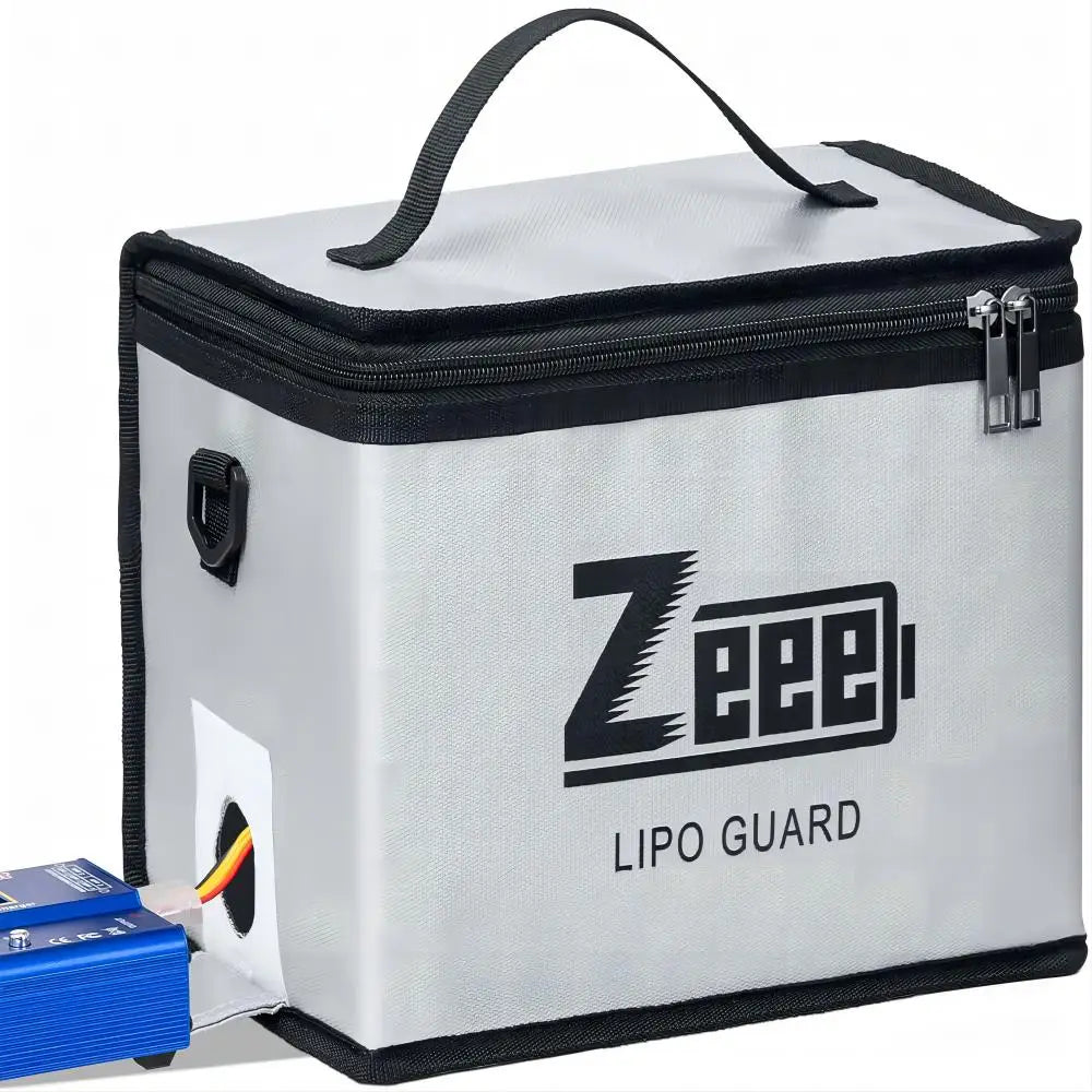 Zeee LiPo Safety Bag — 10-Cell Fireproof Adjustable Battery Storage Pouch, Large Capacity Safe Charging Guard Bag
