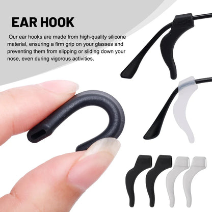 Anti-Slip Silicone Ear Hooks for Glasses | Elastic Eyewear Grip, Temple Holder & Fastener Accessories