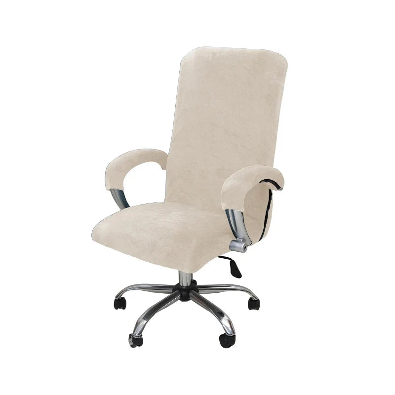 Velvet Office Chair Cover - Black Armchair Protector with Armrest & Gaming Chair Fit