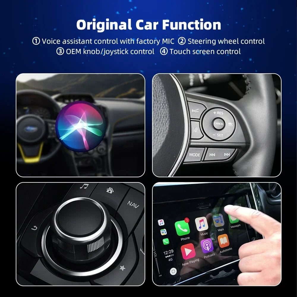 EKIY Wireless CarPlay Adapter - RGB Colorful Mini Smart Box with Bluetooth & WiFi | Plug and Play for Wired Apple CarPlay Cars