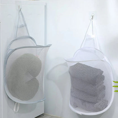 Foldable Dirty Clothes Storage Basket – Wall-Mounted Bathroom Hanging Bag with Frame for Household Laundry