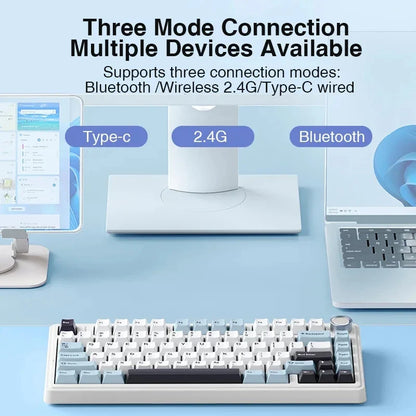 AULA F75 75% Mechanical Gaming Keyboard – 2.4G Wireless, Bluetooth, Wired, RGB, OEM Profile, Gasket Structure