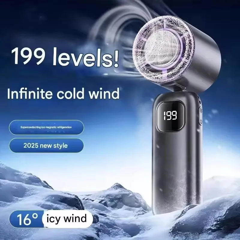 8000mAh USB Neck Fan - Portable Bladeless Rechargeable Cooling Fan with LED Display for Outdoor & Handheld Use