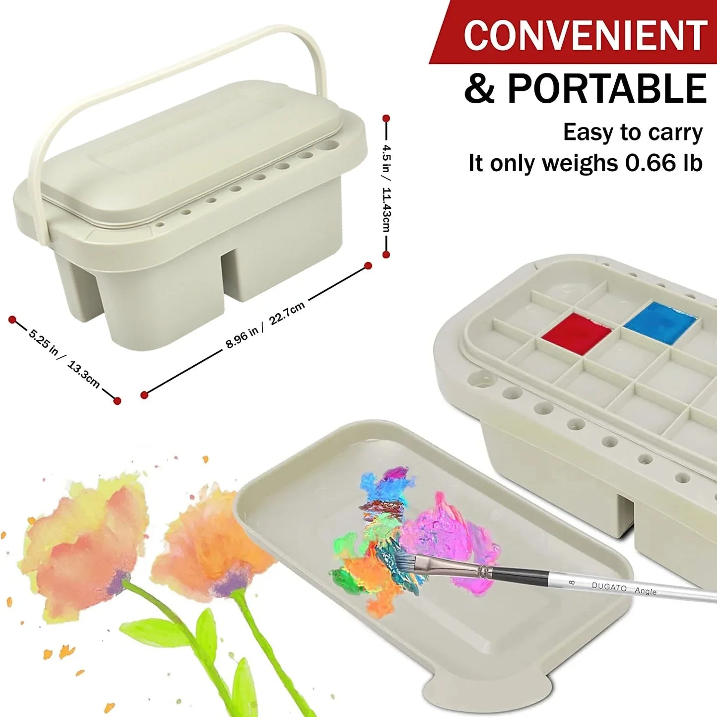 Multifunctional Paint Brush Cleaner: Basin Holder & Organizer with Tray Palette Lid - Includes 2 Art Sponges