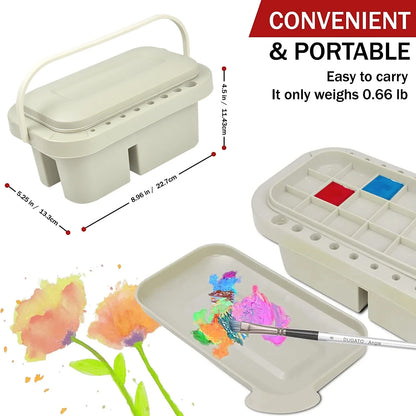 Multifunctional Paint Brush Cleaner: Basin Holder & Organizer with Tray Palette Lid - Includes 2 Art Sponges