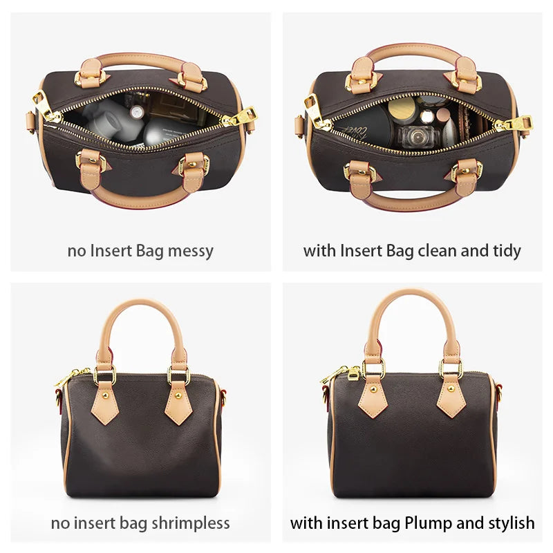 WUTA Felt Insert Bag Organizer — Inner Liner for LV Speedy 20/25/30/35 Handbags, Makeup & Travel Purse Storage