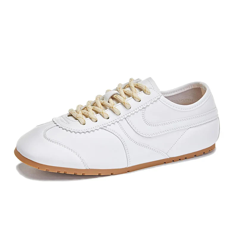 2025 New German Training Shoes for Women, Genuine Leather Lace-up Sneakers, Retro Flat Forrest Gump Style, Large Size
