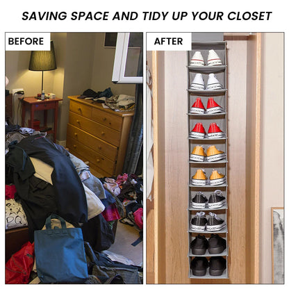10-Layer Hanging Storage Bag - Foldable Space-Saving Organizer for Clothes, Hats, Shoes, Fits Collapsible Wardrobes, Available in 1/2Pcs