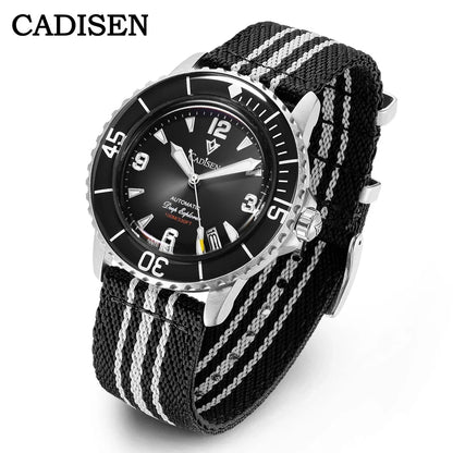 CADISEN Deep Explorer 2025 Automatic Mechanical Men’s Watch – Canvas Strap, NH35 Movement, Luminous & Waterproof Luxury Wristwatch