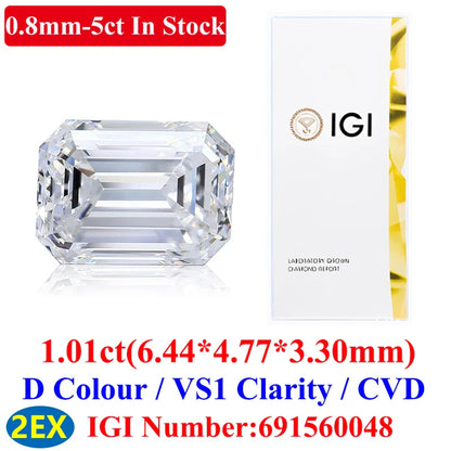 0.1–5CT Super White Lab-Grown Diamond Loose — IGI/GIA Certified, HPHT & CVD, DEFG VVS-SI, Diamond Tester Approved for Wedding Jewelry