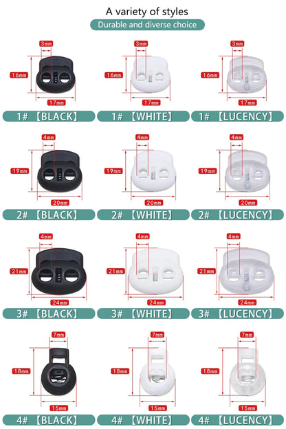 10pcs Plastic Cord Lock Stopper – Black Frost Toggle Clips for Shoelaces, Sportswear & DIY Bag Accessories