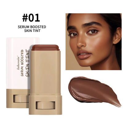 Balm Serum Skin Tint – Silky Texture, Moisturizing Coverage & Plumping Stick Foundation for Even Skin Tone, Travel-Friendly