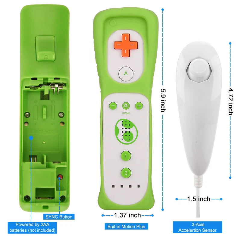Wii Remote and Nunchuck Controller Set with Motion Plus – Gamepad for Nintendo Wii Console