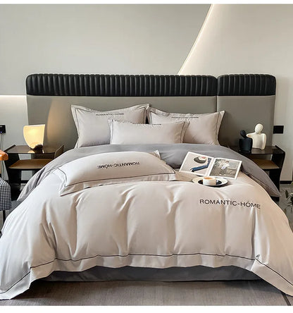 Pure Cotton Long Staple Bedding Set - 4PCS, Matte Bed Sheet & Duvet Cover, All Cotton