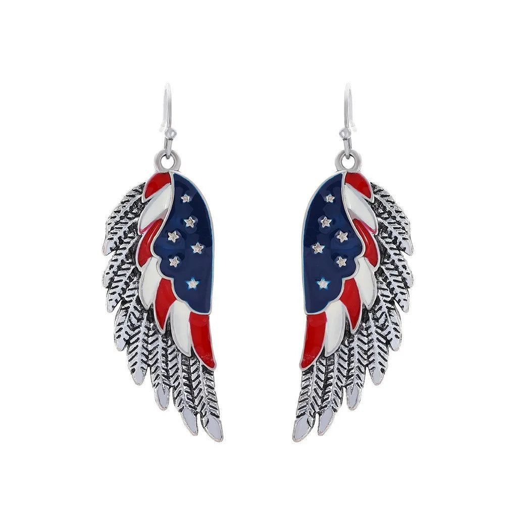 American Flag Drop Earrings - USA Patriotic Red White Blue 4th of July Jewelry Accessories for Women