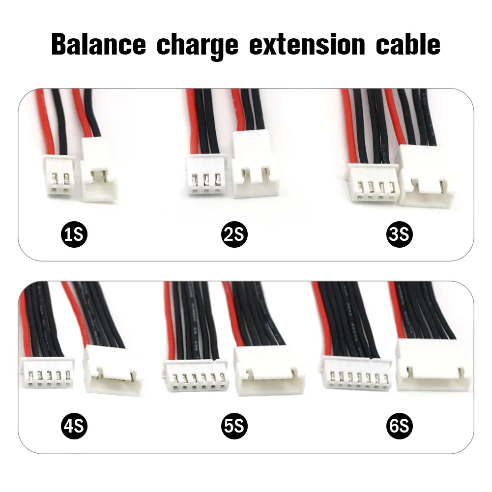 5pcs JST-XH Lipo Balance Wire Extension – 1S-6S 22AWG 20cm Charging Cable for RC Battery