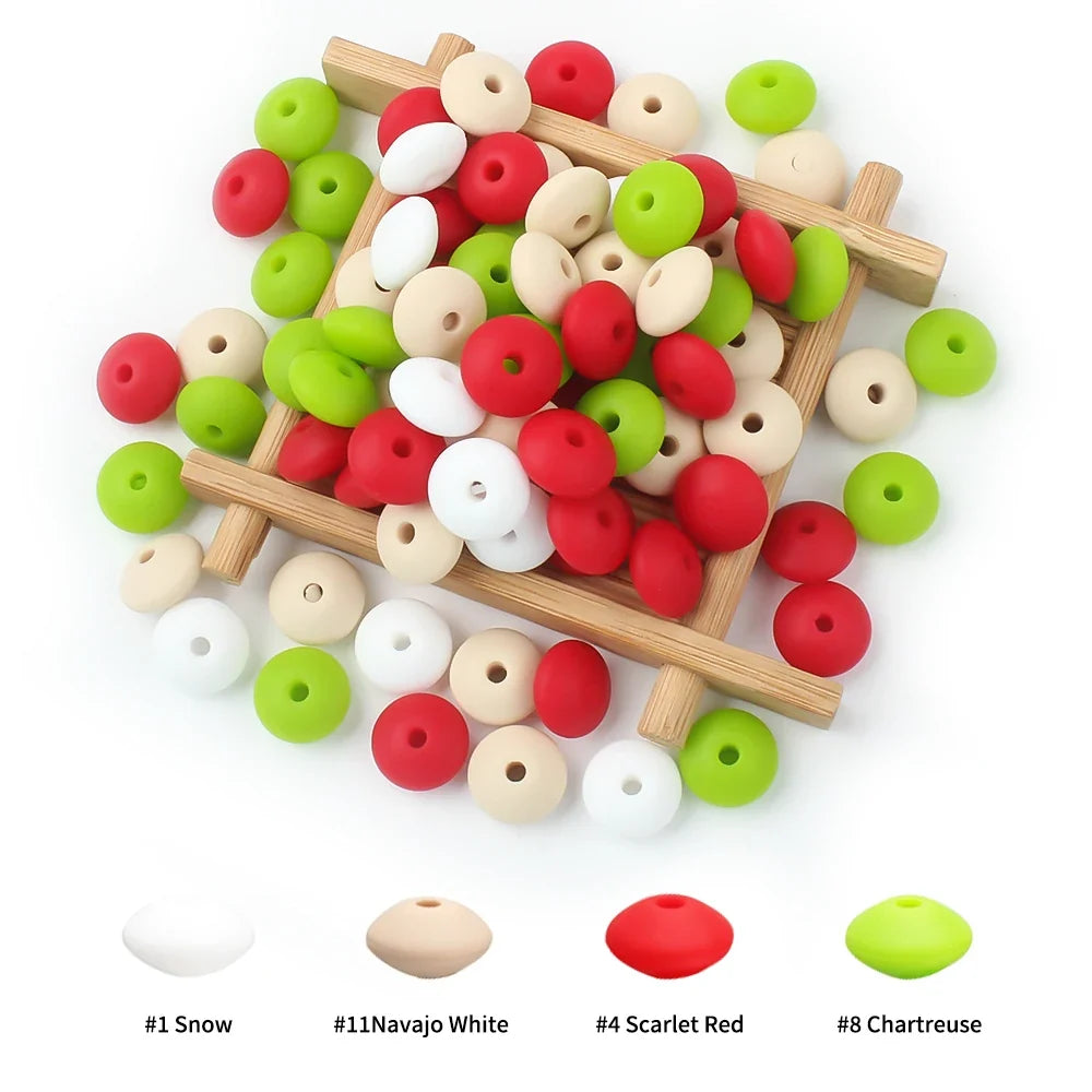 12mm Silicone Lentil Abacus Beads 50/100PCS – DIY Loose Focal Beads for Jewelry, Bracelets, Necklaces & Keychains