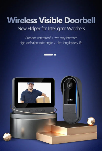 4.3" HD Wireless Video Doorbell — Night Vision, Waterproof Smart Home Intercom Camera