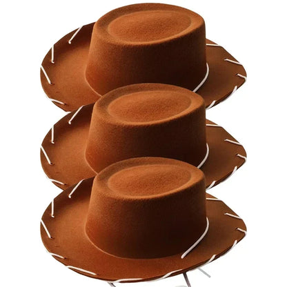 Kids Cowboy Western Hat - Brown Red Costume Accessory for Halloween, Birthday & Theme Parties