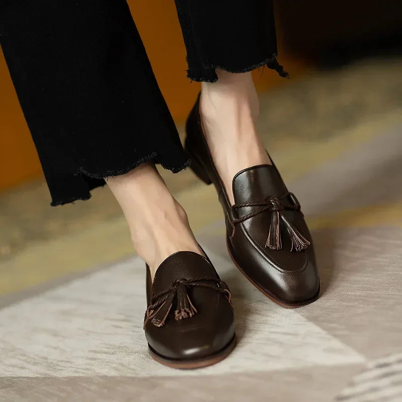 Women’s Retro Bowknot Flat Shoes – Fashion Tassel Loafers, Elegant Round Toe Casual Party & Winter Dress Pumps