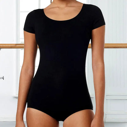 Women’s Classic Short Sleeve Ballet Leotard – Adult Gymnastics & Dance Bodysuit with Soft Lining