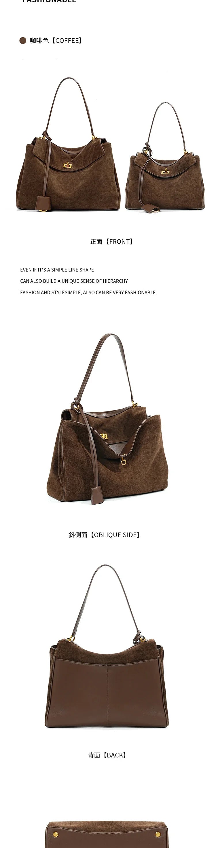 Autumn Winter Suede Leather Tote – Frosted Cowhide High-Capacity Shoulder Kelly Bag