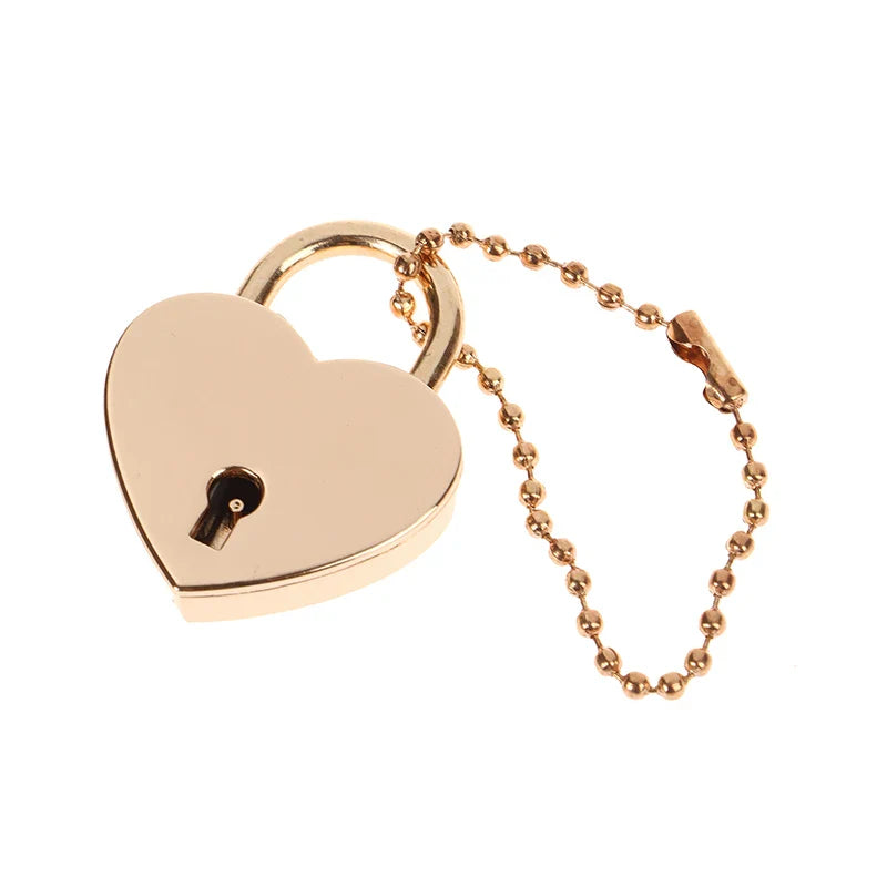Antique Style Mini Heart-Shaped Padlock – Vintage Gold Key Lock for Diaries, Jewelry, and Weddings with Key