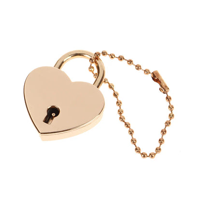 Antique Style Mini Heart-Shaped Padlock – Vintage Gold Key Lock for Diaries, Jewelry, and Weddings with Key